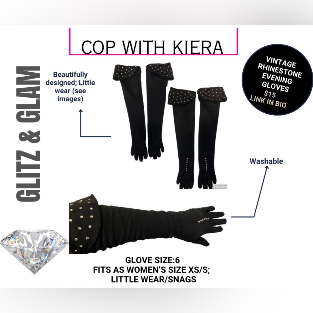 Vintage Rhinestone Evening Gloves